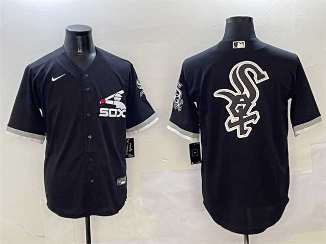 Men%27s Chicago White Sox Black Team Big Logo Cool Base Stitched Jersey->chicago white sox->MLB Jersey